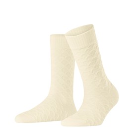 FALKE Women's Colossal Nest Socks Breathable Climate Regulating Odour Inhibiting Wool Plain 1 Pair, White (Off-White 2059)