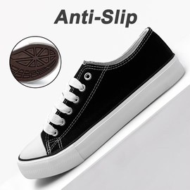 Unisex Low Top Lace Up Casual Canvas Shoes for Women and Men, Comfortable Lightweight Classic Fashion Sneakers Popular 2024, Zapatillas Casual De Lona De Moda para Hombre Y Mujer, Black, 12 Women/10