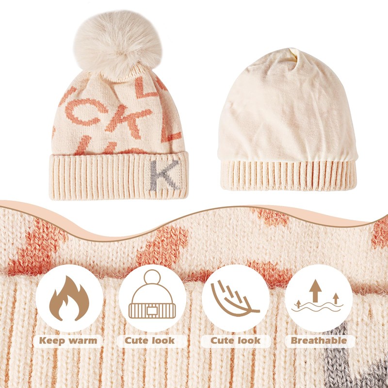 AYPOW Hat Scarf Sets for Girls 3-6 Years, Winter Hat