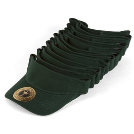 TOP HEADWEAR Blank Adult Adjustable 12 Pack Lot Dozen Bulk Visor, Forest Green