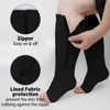 PUTUO Plus Size Compression Socks: Wide Calf Zip Flight Sock