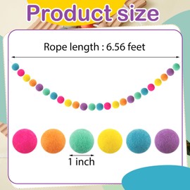 Boao 2 Pieces Wool Felt Ball Garland Colorful Pom Pom Garland Handmade 6.5 Feet Long 24 Balls Felt Ball Garlands for Wall Christmas Tree Decoration (Multiple Colors)