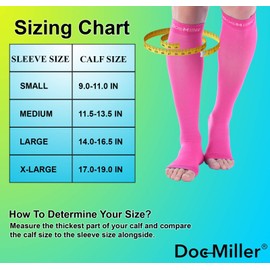 Doc Miller Calcetines de Compresión de Punta Abierta (1 par) 20-30 mmHg Medias de Compresión Para Ejercicio, Recuperación, Dolores, Varices, Mangas para Pantorrillas (Rosa, Mediana)