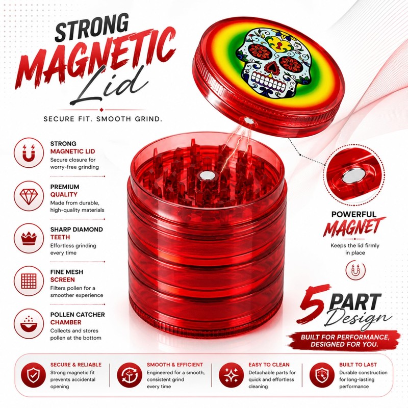 Premium Plastic Herb Grinder, Portable 50mm,60mm, Spice Grinder with Magnetic