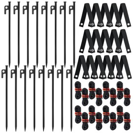 16 PCS Tree Stake Kits, 11.8 Inch Tree Stakes Supports Heavy Duty Steel Leaning Young Tree Metal Staking for Straightening Tree Straps 13.12 Ft Ground Anchor Tree Rope Against Strong Wind Bad Weather
