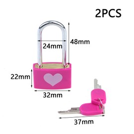 Dnyta 2 Packs Keyed Padlocks Long Shackle Padlock with Keys Cute Padlock Decorative Locks -Pink