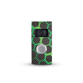 MightySkins Carbon Fiber Skin Compatible with Ring Video Doorbell (2nd Generation) - Green Hex | Protective, Durable Textured Carbon Fiber Finish | Easy to Apply, Remove, and Change Style