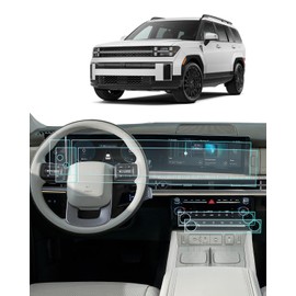 For 2025 2026 Hyundai Santa Fe Screen Protector -(6PCS) 2024-2026 Santa Fe (SE/SEL/XRT/Limited/Calligraphy) Accessories 12.3" Display (Navigation+Fingerprint Button+Air Conditioning) Protective Nano Film Anti-Scrtach