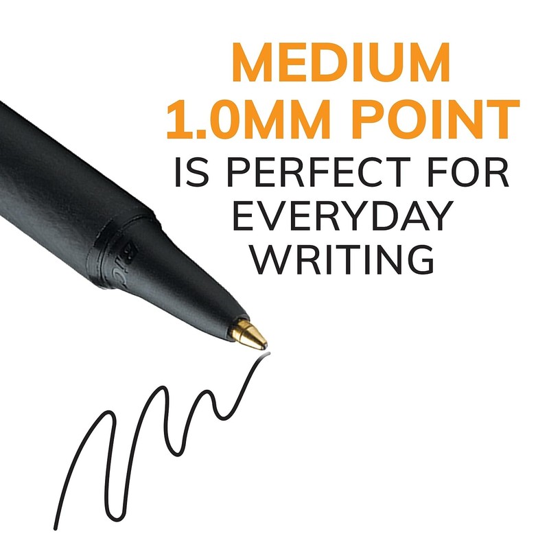 Soft Feel Retractable Ballpoint Pen, Black Ink, 1mm, Medium, Dozen