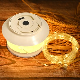 Camping String Lights, 65.6FT Outdoor String Lights with 5 Lighting Modes, 3000mAh Battery String Lights, 2 in 1 Rechargeable String Lights for Tent Camping Yard Garden Hiking Outdoor Decoration