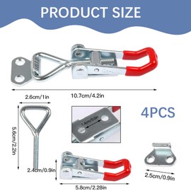 4 Pack Heavy Duty Metal Toggle Latch, Adjustable Box Closure Tension Lock Pull Latch Clamp, Quick Release Toggle Catch Latch for Tool Boxes, Trunk Cases, Cabinets
