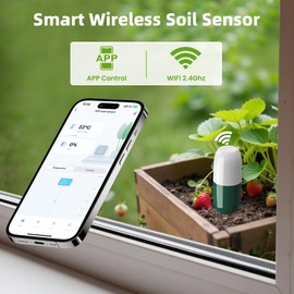 Smart WiFi Soil Moisture & Temperature Sensor - Hub-Free Soil Meters for Lawn, Garden, Greenhouse, Real-Time App Alerts, IP67 Waterproof, Works with Automatic Watering Systems,Gardening Gift