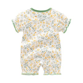 JiAmy Baby Summer Rompers for Boys Girls, Cotton One Piece Short Sleeve Romper Jumpsuit Clothes Newborn Gift 12-18 Months Flowers