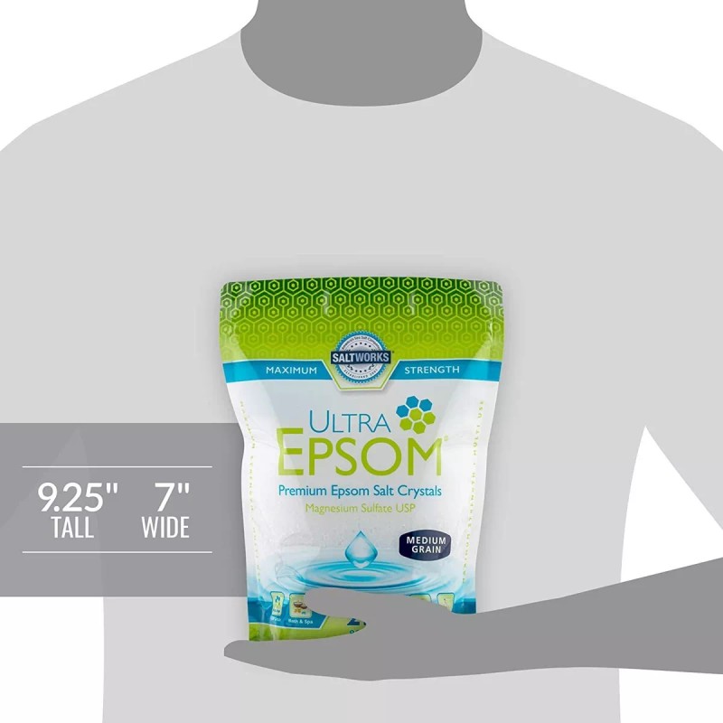 Saltworks Ultra Epsom Premium Sal De Baño, Grano Medio, Bols