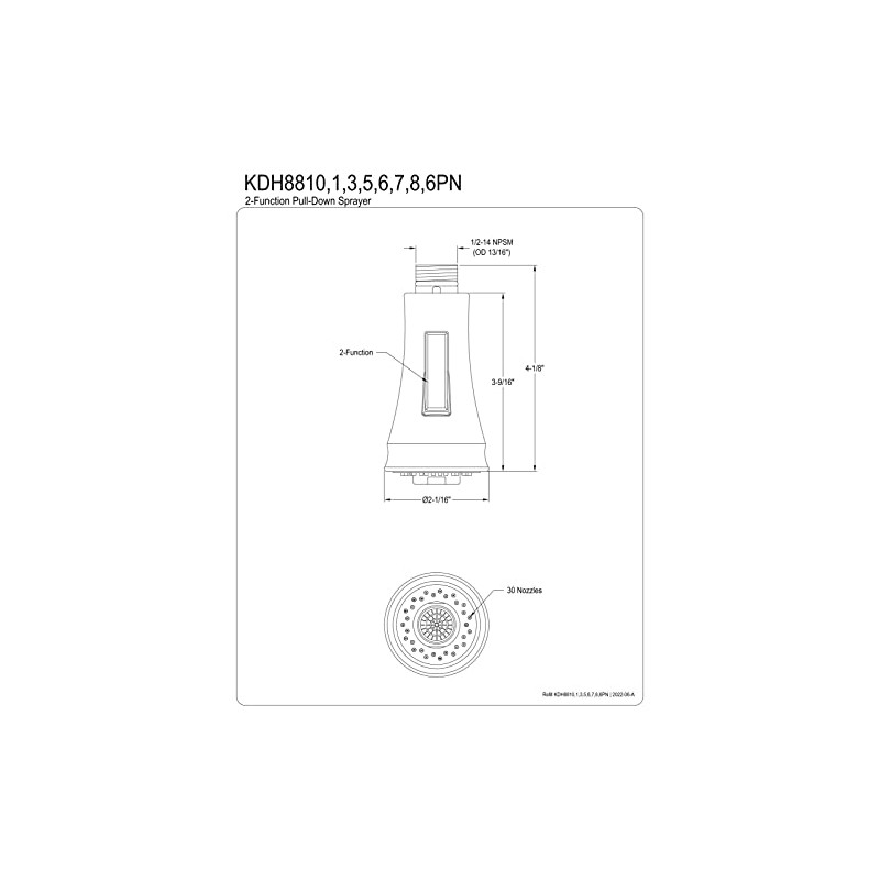 Kingston Brass KDH8816PN Gourmet Scape 2-Function Pull-Down Kitchen Faucet Sprayer