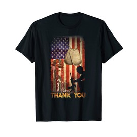 Memorial Day Flag Military Boots Dog Tags 4th Of July T-Shirt