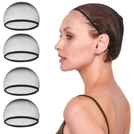 Cubierta para Pelucas, 4 Pcs Gorra de Red Transpirable y Elástica para Pelucas, Gorra de Peluca Ligera, Ligera y Natural, Lavable y Reutilizable, para Uso Diario, Halloween, Cosplay (B)