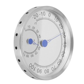 Stainless Steel Round Thermometer Outdoor Thermometer Hygrometer Waterproof Large Weather Thermometer (with Bracket) (Without Support)