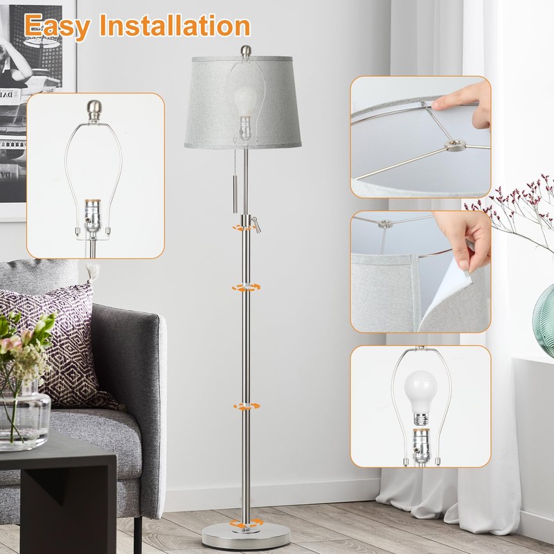 JUNNAI Floor Lamp for Living Room,Adjustable Height Standing Lamp,Dimmable Modern