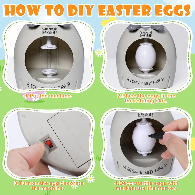 Angenster Easter Egg Decorator Kit, Bunny Egg Spinner Decorating Machine