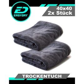 EASYDRY® Car Drying Cloth, Lint-Free, Streak-Free, Absorbent Microfibre Cloth, 2 x Cloths, 40 x 40 cm + Storage Bag (Pack of 2, 40 x 40 cm)