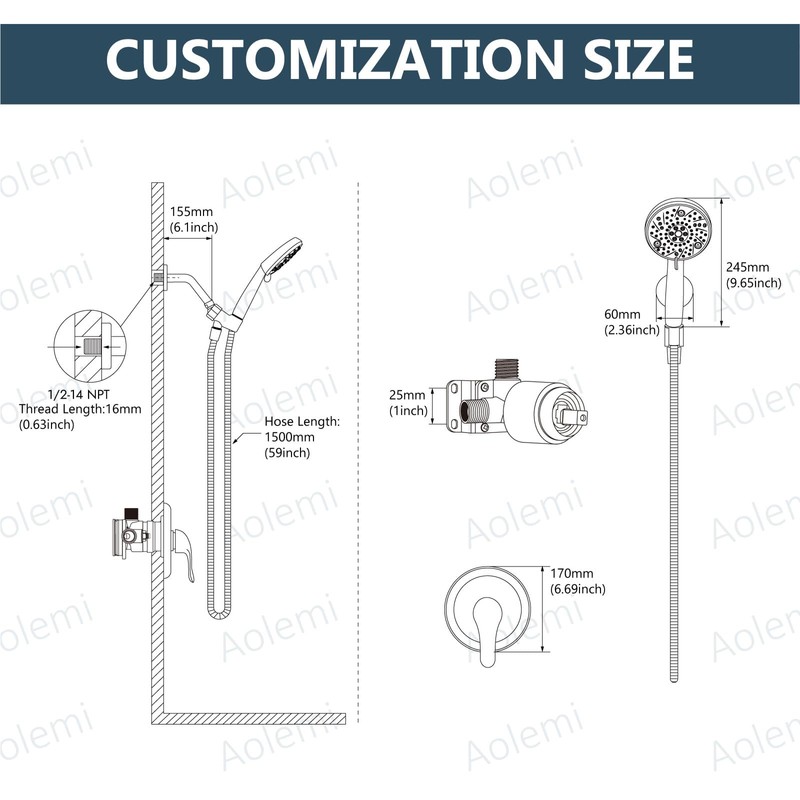 Aolemi Shower Faucet Set Rain Shower Head System Shower Trim