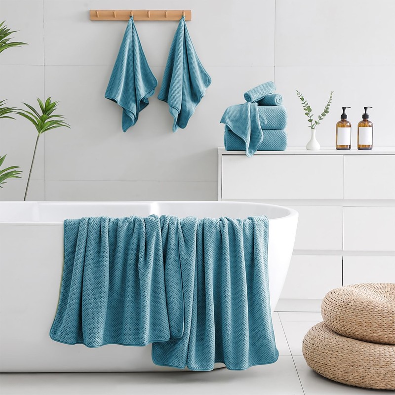 18 Piece Microfiber Bath Towels Set - 6 Bath Sheets,6