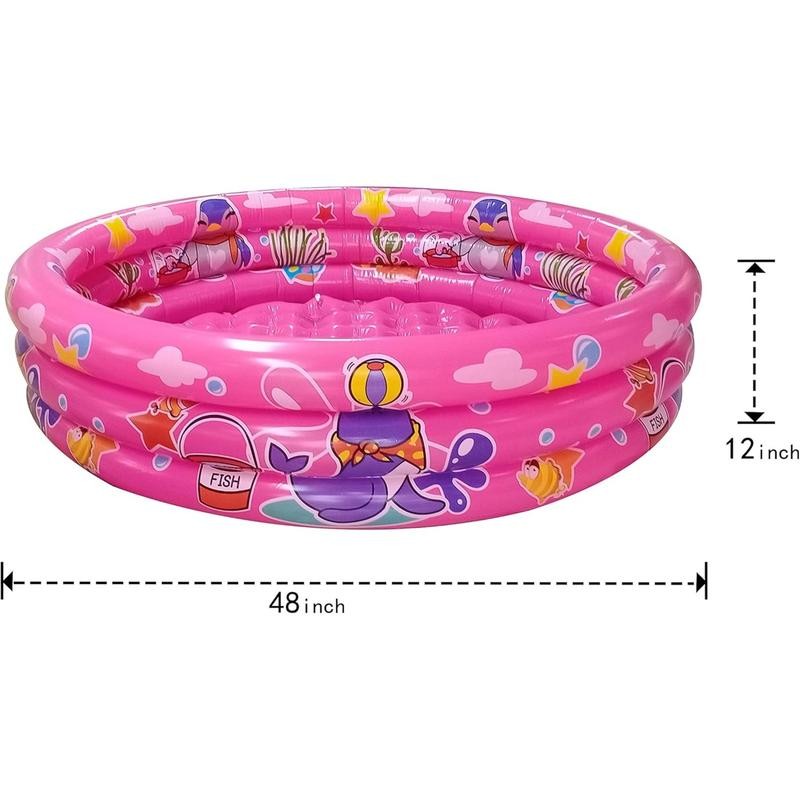3 Rings Kiddie Pool, 48”X12”, Kids Swimming Pool, Inflatable Baby