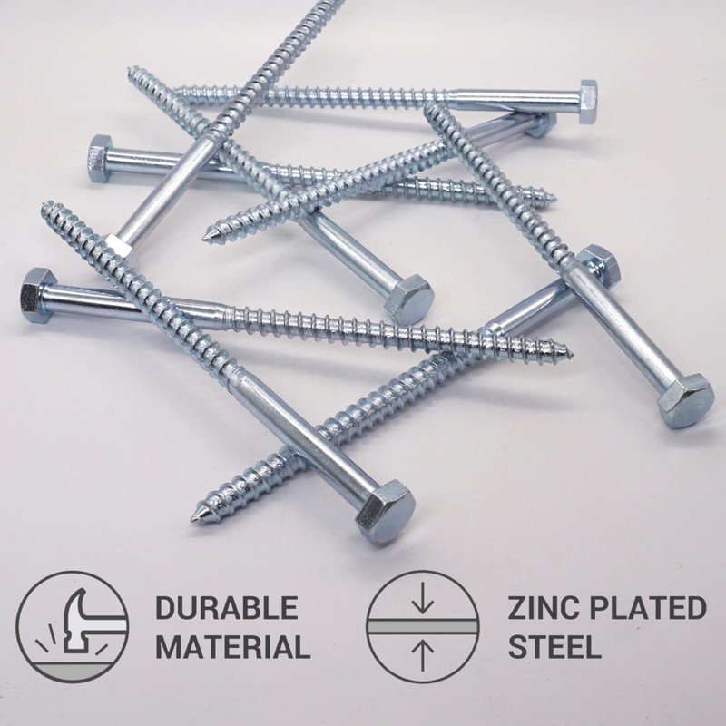 SKIR'CO (Pack of 8) DIN 571 Galvanised Steel Hex Head