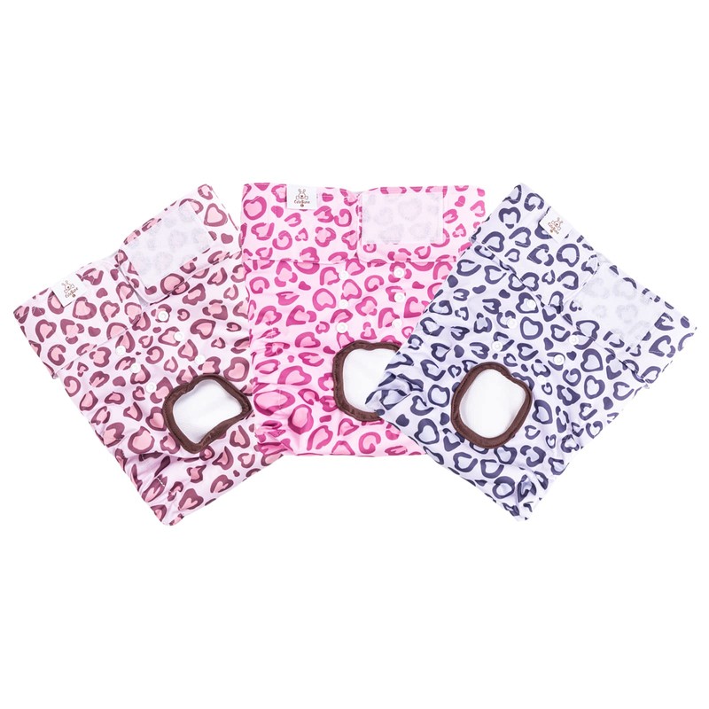 CuteBone Dog Nappies for Female Dogs, Pack of 3, Heart,