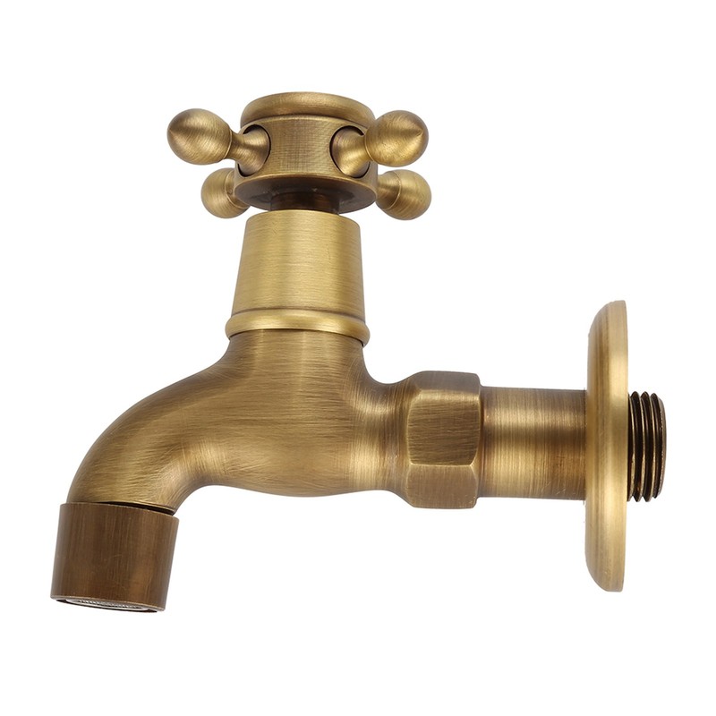 Wall Mounted Vintage Solid Brass Faucet Single Cold Water Tape