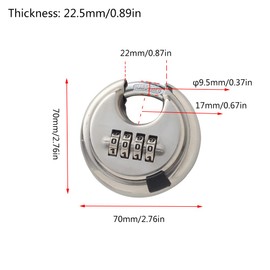 1 x Weatherproof Combination Lock, Outdoor Padlock with Closed Shackle Disc Padlock with 4 Dials Combination for Fence Gate, Shed, Garage