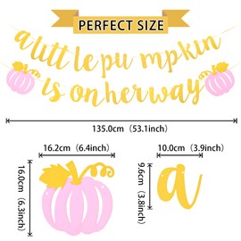 A Little Pumpkin is on Her Way Banner Gold Glitter Fall Theme Little Pumpkin Garland Pink Girl Birthday Party Banner Baby Shower Gender Reveal Girls Birthday Thanksgiving Party Decorations Supplies