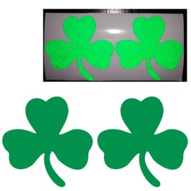 CUSHYSTORE 2.5" Clover 3-Leaf Shamrock Irish Flag Green Reflective Decals Vinyl Sticker High Visibility for Hardhat Bike Car Laptop, 2 Packs