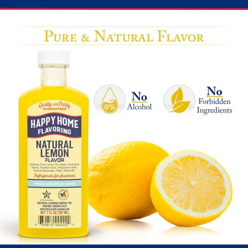 Happy Home Natural Lemon Flavor, Non-Alcoholic, Certified Kosher, 7 oz.
