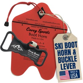 Covey Sports Ski Boot Buckle Lever & Boot Horn Bundle - Rugged USA Made Tools Transform Foot Entry & Buckle Control - For Putting On, Tightening, & Carrying Your Snow Skiing Equipment