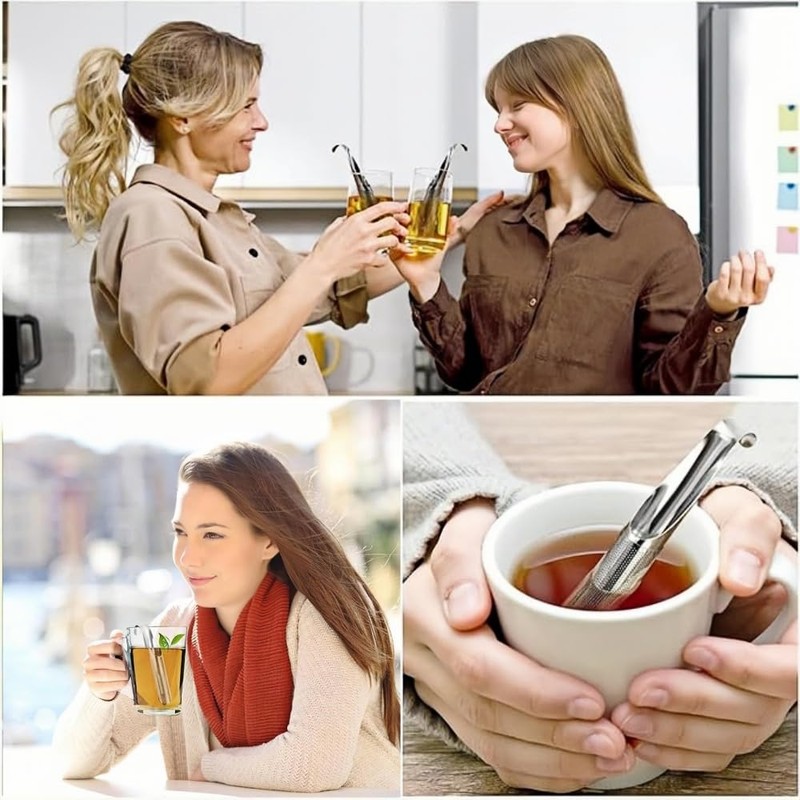 Jindizi Stainless Steel Stick Pipe Tea Steeper Strainer, with Cleaning