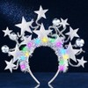 JEAIRTS Light Up Star Headband Silver Glow Led Celestial Headpiece