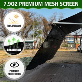 Dulepax RV Awning Shade Screen with Zipper 8'X18'3'' -Second Generation RV Awning Screen Significantly Improves Shadew and Privacy.Universal RV Awning Sun Shade Screen with Complete Kits