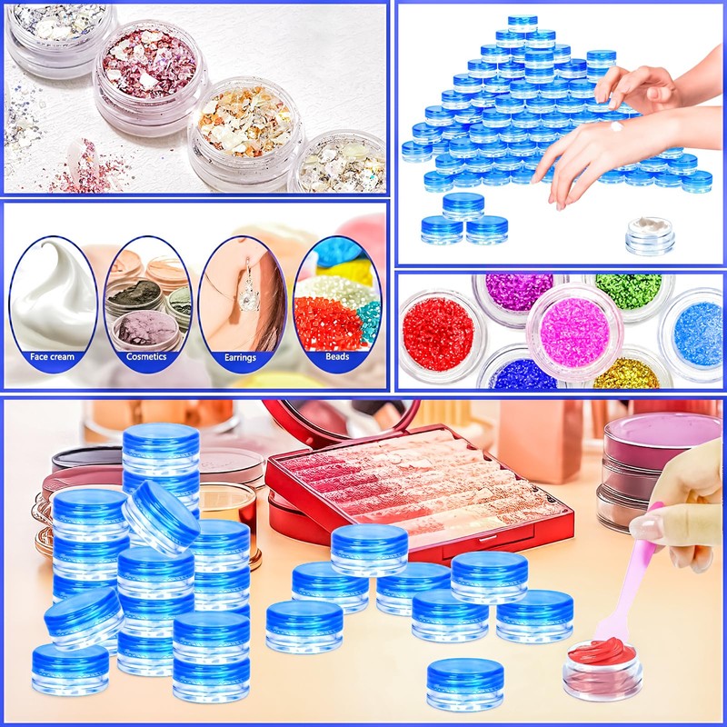 MotBach 100 Pcs 3g Empty Plastic Containers with Lids,Tiny Makeup