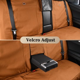 Coverado Universal Car Back Seat Covers - Canvas Rear Seat Cushions for Kids & Dogs, Fits Most Vehicles Trucks SUVs - Khaki