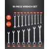 VEVOR Combination Wrench Set, 16-Piece Ratcheting Wrench Set with Organizer