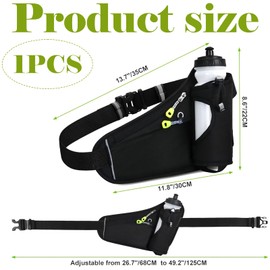 egniFurn Hydration Running Belt with Water Bottle Holder, Adjustable Waterproof Waist Bag for Hiking, Camping, Trekking, Outdoor Activities - Durable Oxford Fanny Pack for Men & Women, Black