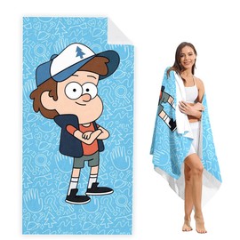 EIKOU Gravity Falls Beach Towels 27.5"X55" Bill Cartoon Cipher Art (Blue02)