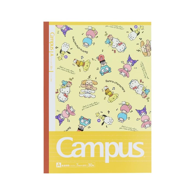 Sunstar Stationery Sanrio Character Notebook, Campus Notebook, A Ruled, 5