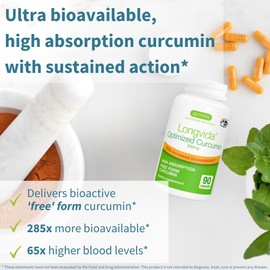 Igennus Longvida Lipidated Curcumin 500mg, Ultra Bioavailable & Sustained Action, 65x Higher Plasma Levels, Intensive Support, Free-Form Curcumin, Vegan, 90 Capsules