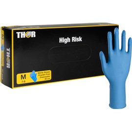 ABENA Thor Blue Nitrile Gloves | Size L | Pack of 50 | High Protection Comfortable Disposable Gloves | Suitable for Cooking, Cleaning and More | Latex Free Gloves | Mechanic Gloves