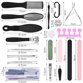 Foot File Pedicure Set, 30 in 1 Foot Files Foot Care Scrubber Kit Hard Skin Remover Feet Scrub for Women Men Salon or Home (Black)