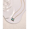 Desnuage 14K Gold Plated Double Aquamarine Birthstone Necklace Dainty Square