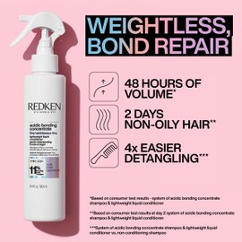 REDKEN Acidic Bonding Concentrate, Lightweight Liquid Conditioner, Weightless Bond Repair for Damaged Hair, Suitable for Coloured Hair, For Fine Hair, 190 ml